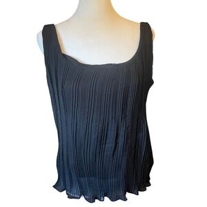 Scarlett Nite Women Whimsigoth Pleated Sleeveless Scoop Neck Blouse 14 Black
